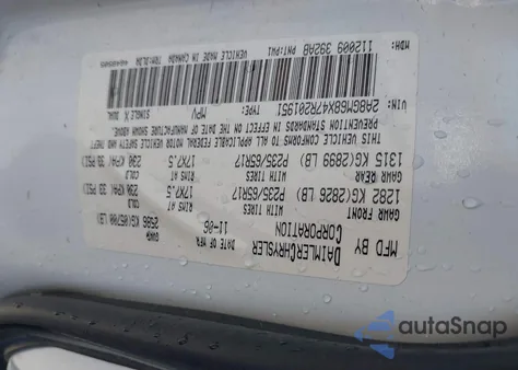 2007 Chrysler Pacifica Touring z USA, uszkodzony, nr VIN 2A8GM68X47R201951